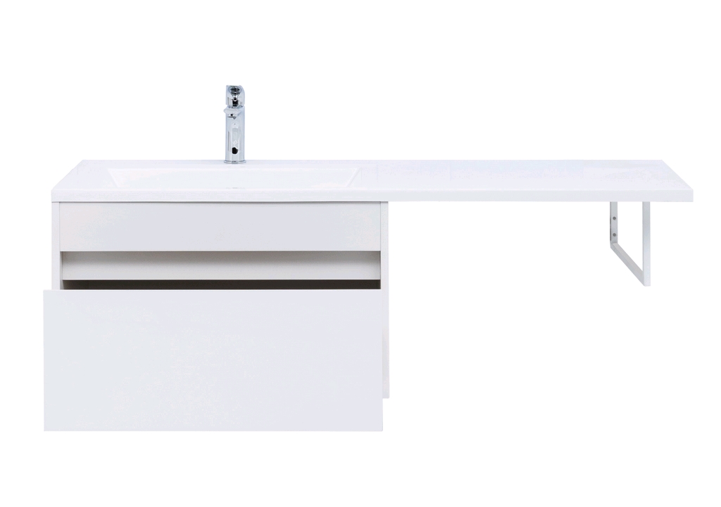 Тумба с раковиной Aquanet Токио 130 L белый (подвесная, 1 ящик) 0023691700235501 - Вид №10