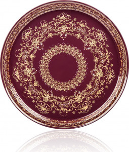 10618066 Жостовская фабрика декоративной росписи Поднос 30см НХПР "В саду" Сталь