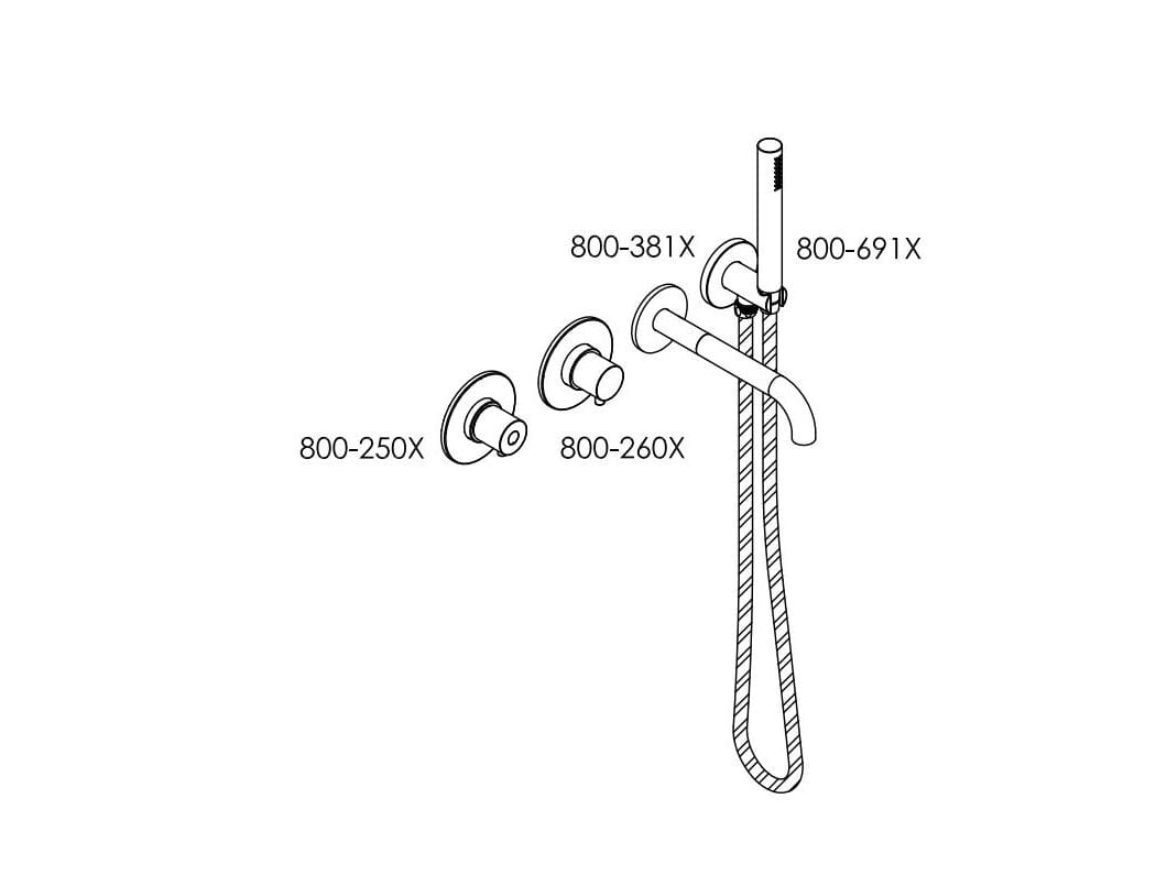 Набор настенных ванн с 4 отверстиями из нержавеющей стали с ручным душем JEE-O Slimline ARCH-00051281 - Вид №5