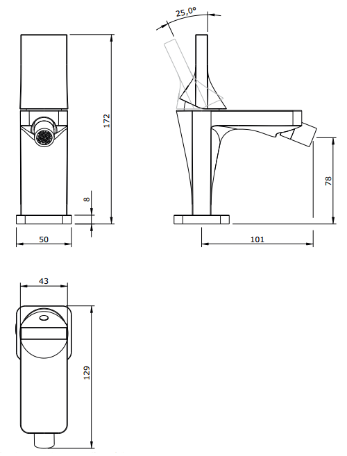 Смеситель для биде Sanindusa Line 42 555040116, черный - Вид №1