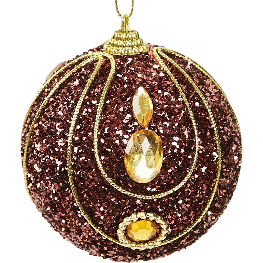 87036409 Елочное украшение Шар с узором из блесток Christmas ø8 см цвет коричневый STLM-1397853 Santreyd  - Вид №1