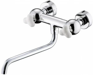 JUSTIME Настенный кухонный смеситель на два отверстия из хромированной латуни с поворотным изливом Story 6903-95-80cp
