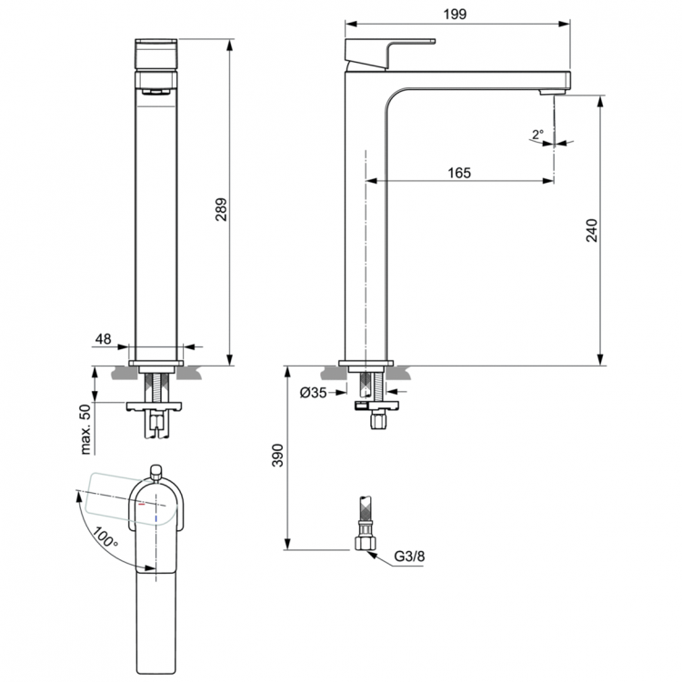 A7115AA Смеситель для раковины Ideal Standard EDGE - Вид №2