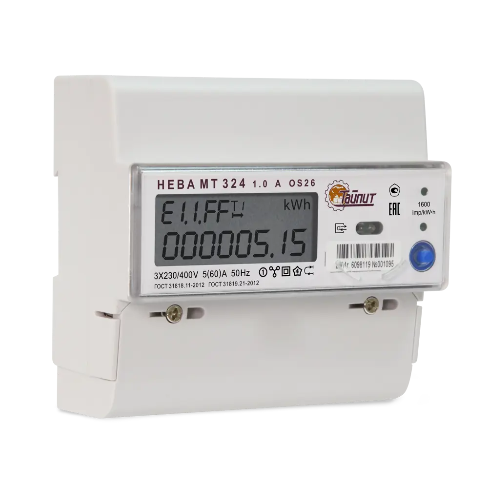 Счётчик электроэнергии Нева МТ 324 AOS26 5(60)А, трёхфазный STLM-2142932 - Вид №1