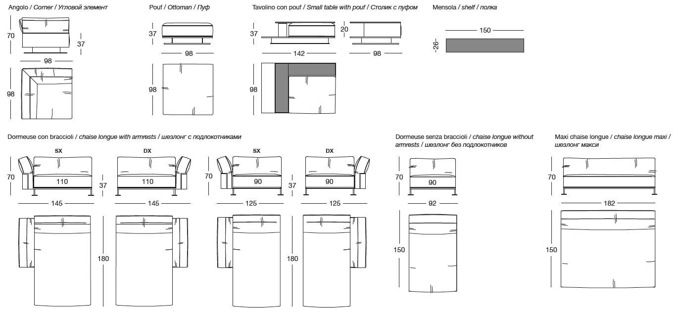 Кожаный угловой диван Longhi Loveluxe 2019-Rhythm collection ARCH-00071061 - Вид №5