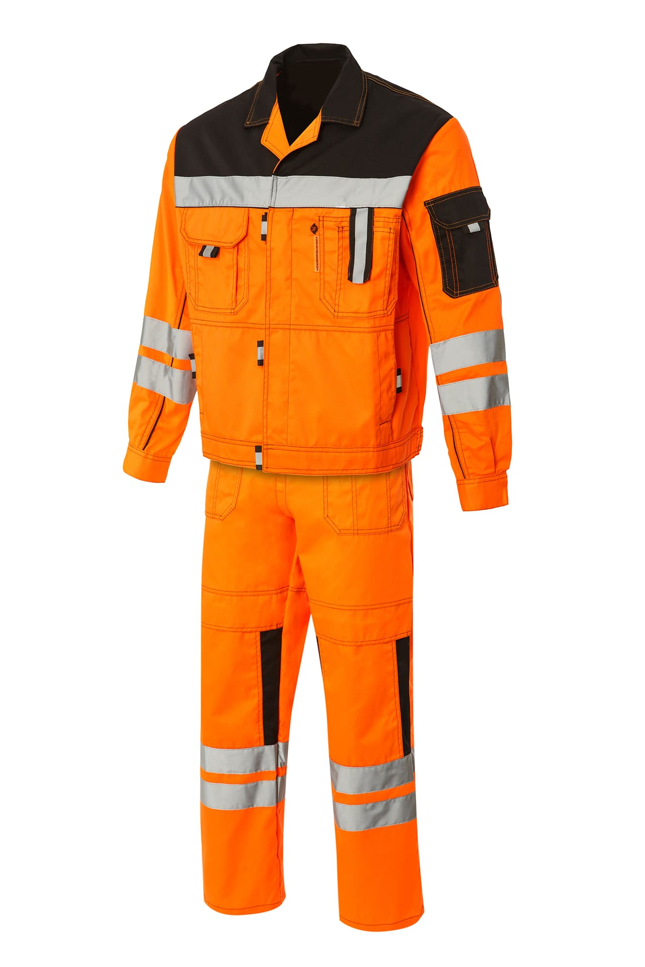 61867 Костюм "Профессионал-2" с СВП оранжево-черный  Летняя спецодежда  размер 56-58/170-176 