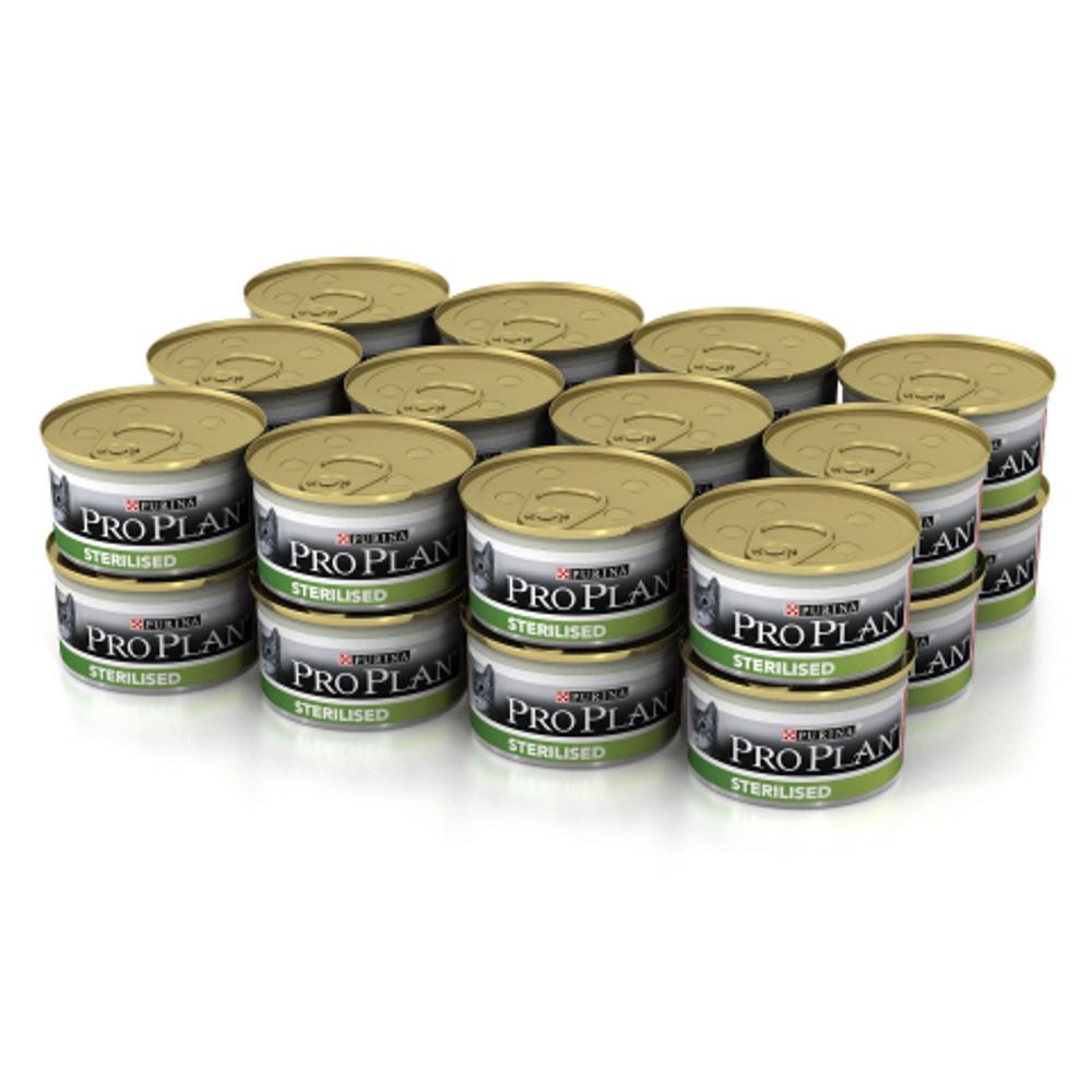 Т0035811*24 Корм для кошек для стерилизованных и кастрированных, тунц, лосось паштет, банка 85 г (упаковка - 24 шт) Pro Plan 