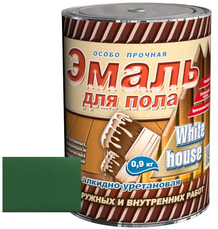 90196872 Эмаль для пола алкидно-уретановая White House зеленый луг 0.9 кг STLM-0858152