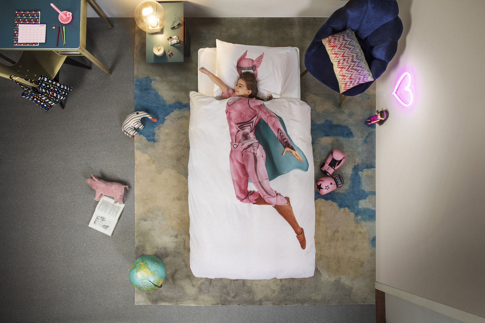 Детское постельное белье односпальное "Супергероиня" 150х200 см SNURK  335501 Белый;розовый  - Вид №2