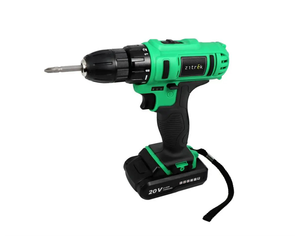 93836154 Дрель-шуруповерт аккумуляторная Zitrek Greenpower 20-Li, 20 В Li-Ion 2x1.5 Ач STLM-0583994