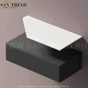 Agape ELL Подвесная столешница с возможностью установки 1-2 раковины. Размер: длина от 100 см до 120 см. Отделка: белый кориан AELLN1MAC1012ZZ