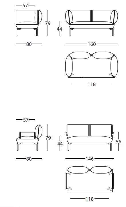 2-местный тканевый диван SANCAL Click ARCH-00145079 - Вид №3