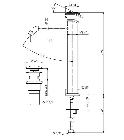 Однорычажный высокий смеситель для раковины Remer Rubinetterie Element ARCH-00151179 - Вид №2