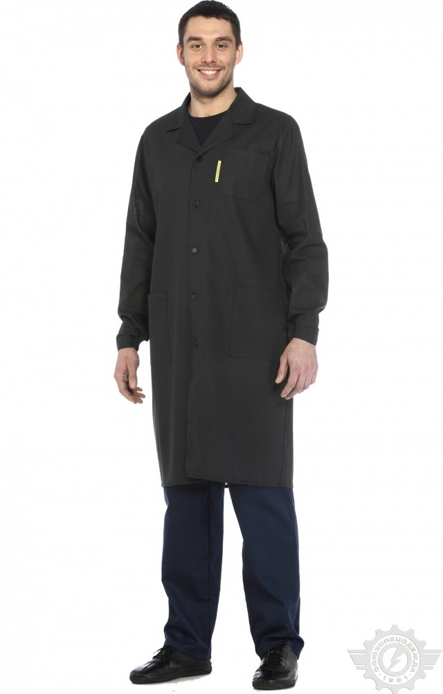 61711 Халат мужской темный  Одежда для обслуживающего персонала  размер 60-62/170-176 Спецодежда  - Вид №2