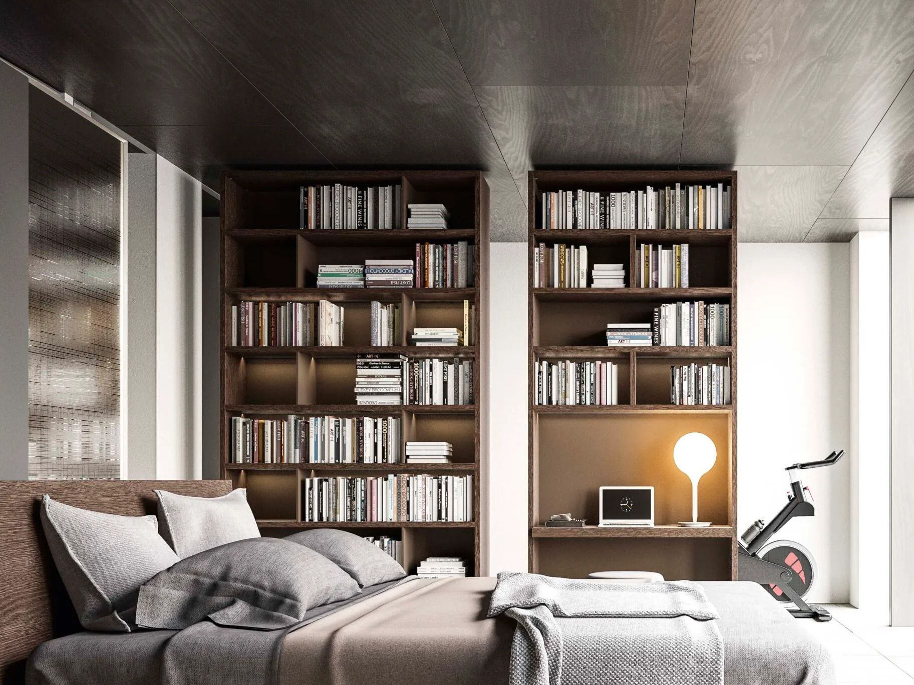 Деревянный книжный шкаф с письменным столом Alf DaFrè My Space ARCH-00046214