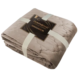 Покрывало Ромб 220x240 см бархат цвет серо-коричневый