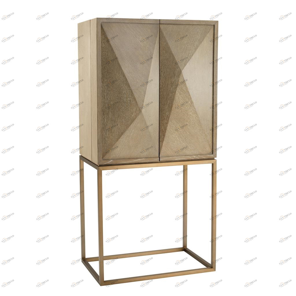 Шкаф барный деревянный 158х81 см латунь Delarenta EICHHOLTZ  00-3883364 Золото 