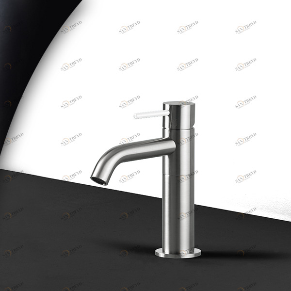 Смеситель для раковины сталь матовая с белой ручкой Toki Radomonte TKS1SCIL11