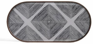 Ethnicraft Овальный поднос из дерева и стекла Linear flow 20916