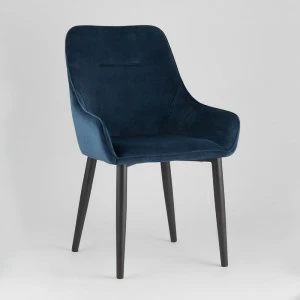 Стул с подлокотниками мягкий синий с черными металлическими ножками "Диана" STOOL GROUP ДИЗАЙНЕРСКИЕ 00-3881955 Синий