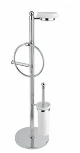 Стойка с держателем туалетной бумаги щёткой для унитаза, полотенцедержателем и мыльницей CEZARES OLIMP-WBS-01-M