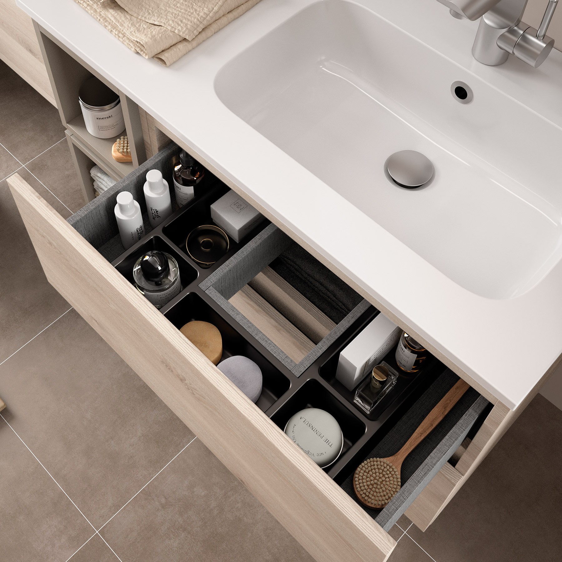 23309 SALGAR Мебель для умывальника FUSSION LINE 1000 2 ящика NATURAL 997 x 540 x 450 мм Естественный - Вид №2