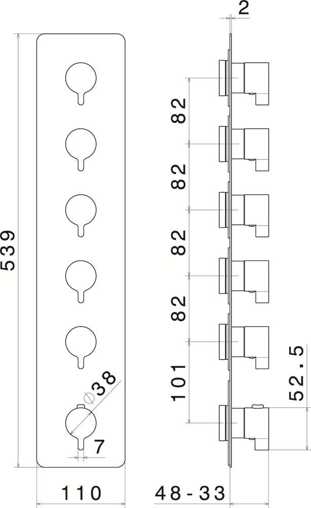 newform Термостатический смеситель для душа с тарелкой Termostatici multiutenza 5 uscite 67615e - Вид №1