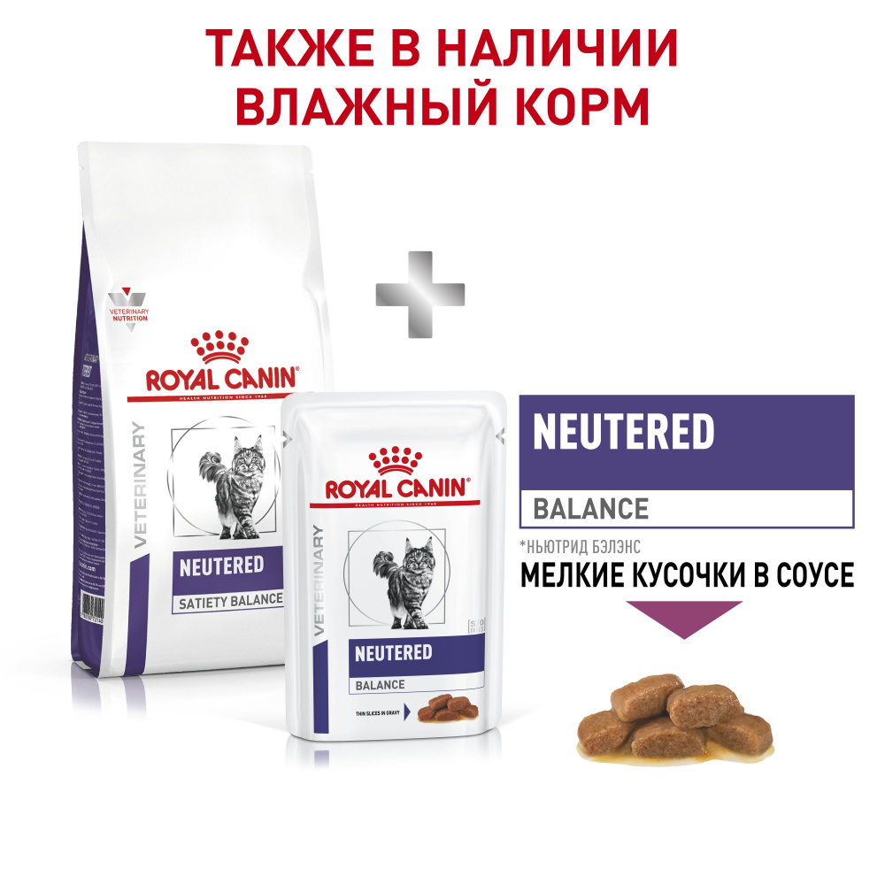 ПР0057302 Корм для кошек Vet Diet Neutered Satiety Balance для поддержания формы после кастрации сух. 300г ROYAL CANIN  - Вид №5