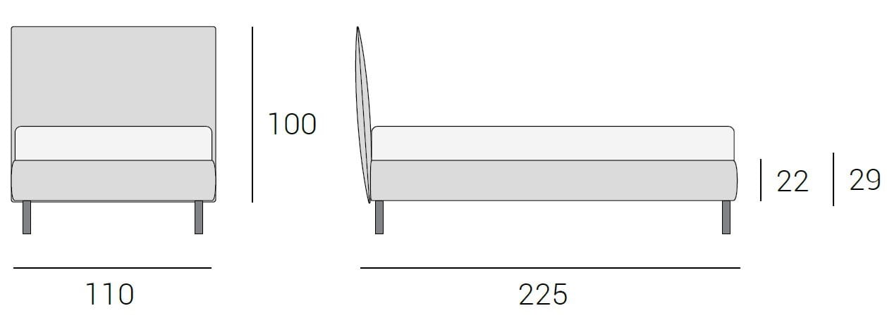 Односпальная кровать для хранения ткани с мягким изголовьем Altrenotti Soul Young ARCH-00079699 - Вид №3