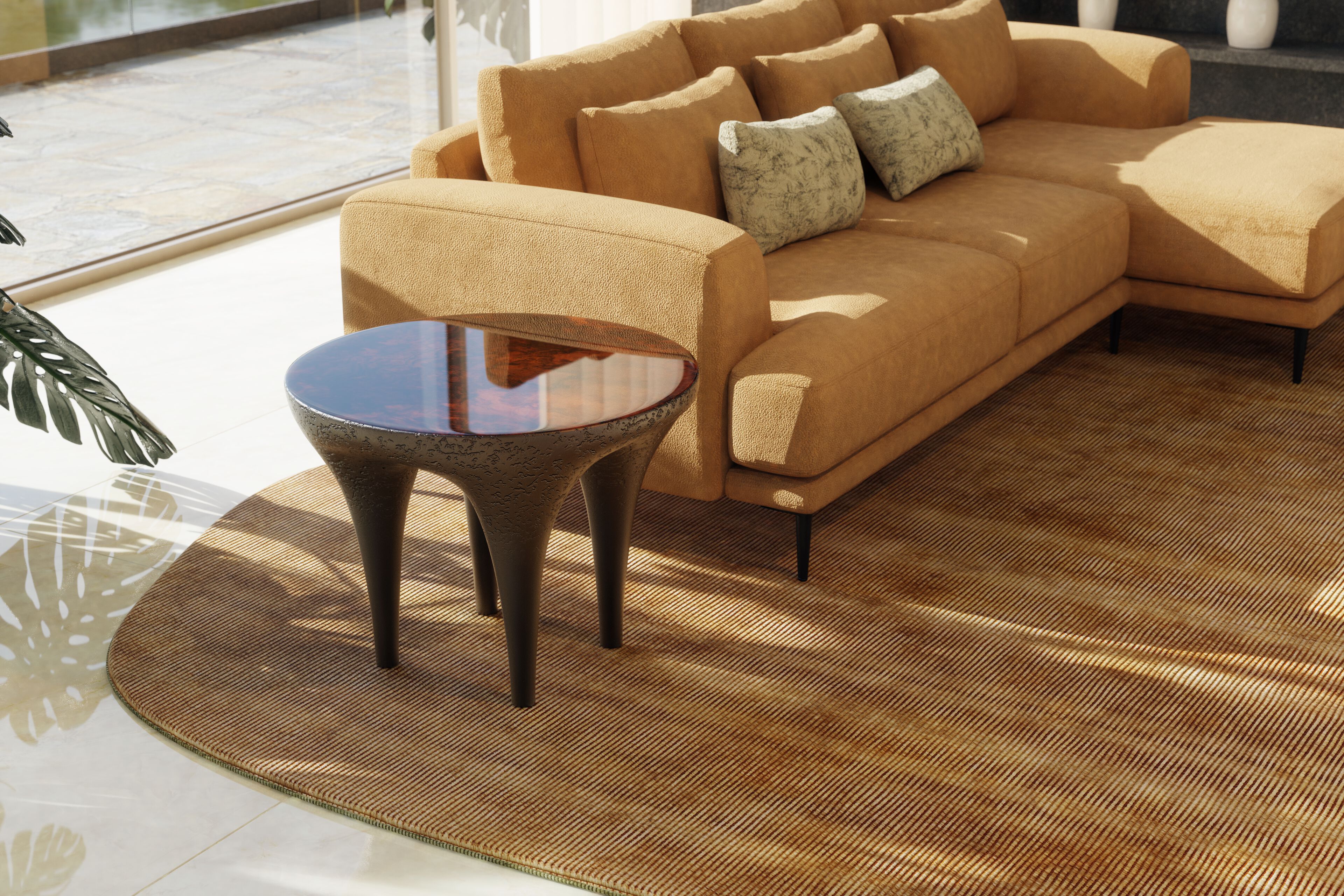 Круглый журнальный столик из дерева и стекловолокна KARPA TAURUS K2021 ARCH-00044111 - Вид №2