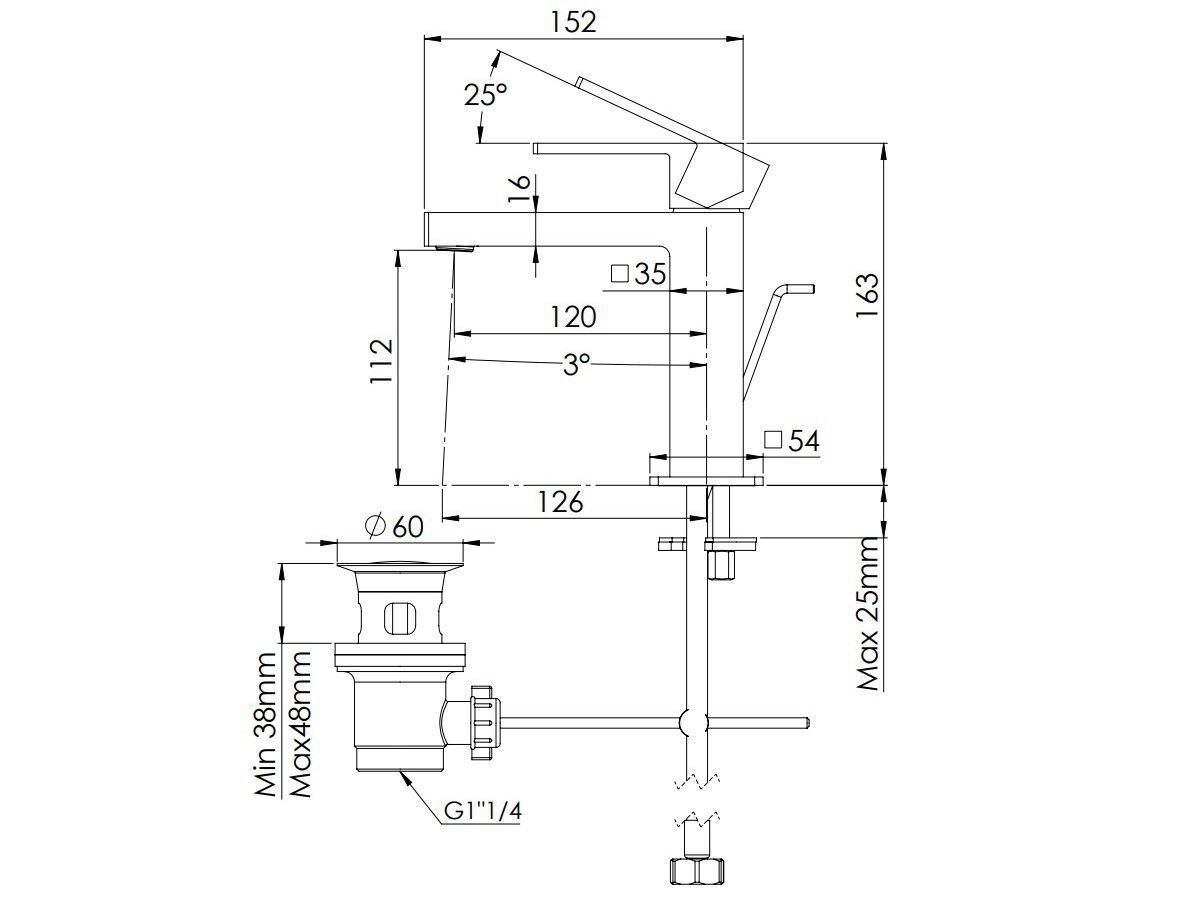 Однорычажный смеситель для раковины Rubinetterie Mariani Rebel ARCH-00052015 - Вид №4