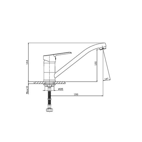 Orange Prima M42-011cr однорычажный смеситель для кухни Хром sun-id-1516891 - Вид №1