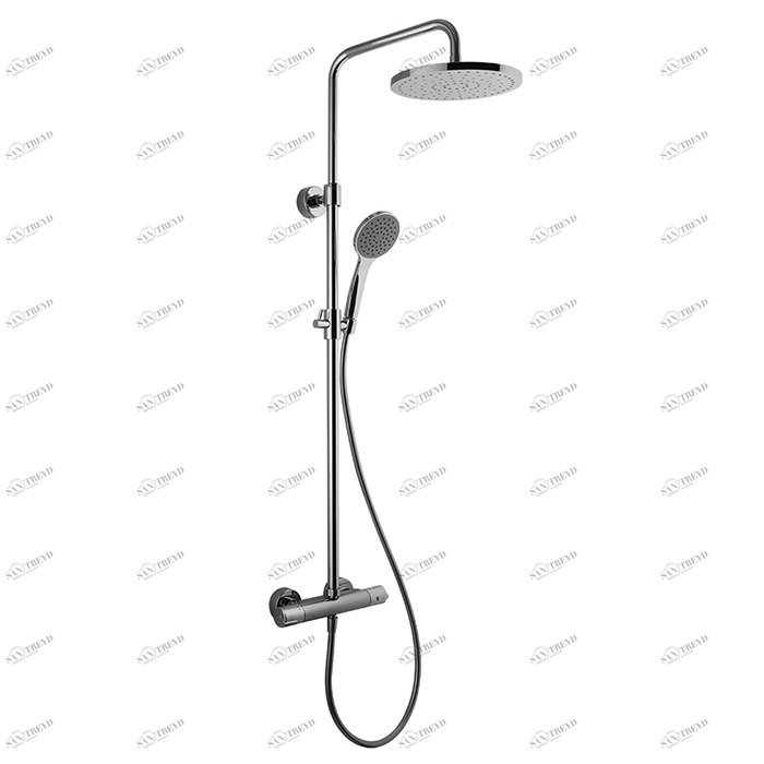 F4885/RP251 Смеситель для душа термостатический внешнего монтажа с душевой стойкой, верхним душем и душевым комплектом FIMA CARLO FRATTINI Wellness 