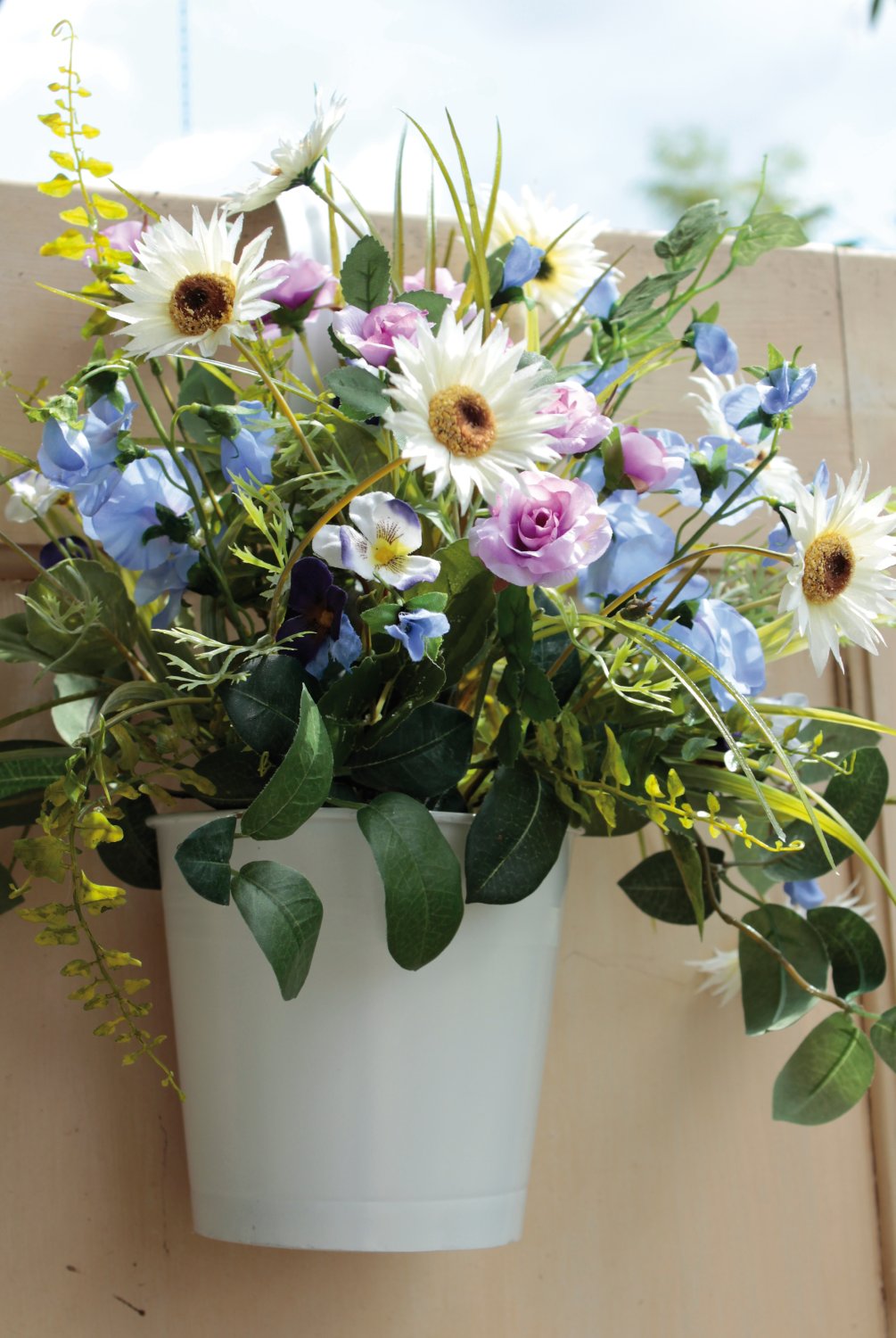 3839 111 a3 Букет цветов из шелка в подвесном горшке, 45 см, темно-синий H-andreas  - Вид №1