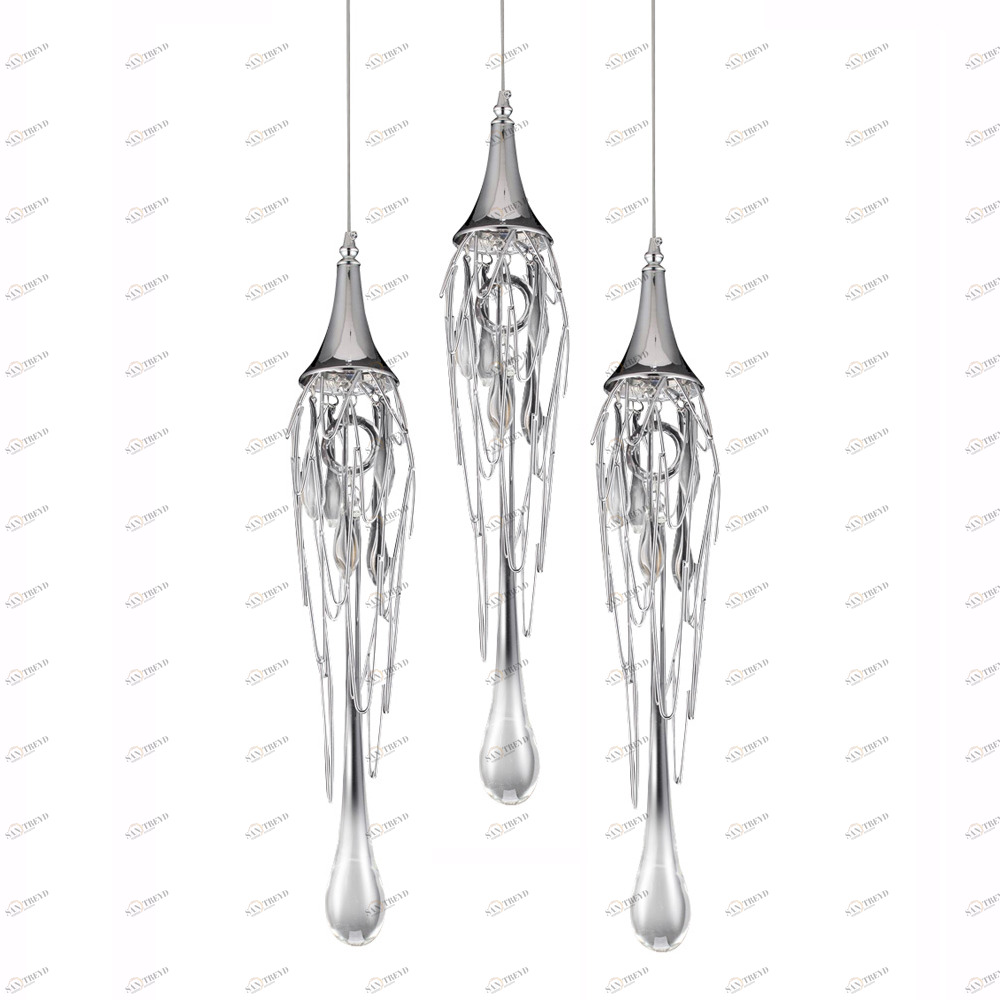 Светильник подвесной 120х20 см хром Goddess Tears P68009M-3/R DELIGHT COLLECTION ДИЗАЙНЕРСКИЕ 00-3882305 Прозрачный;хром 