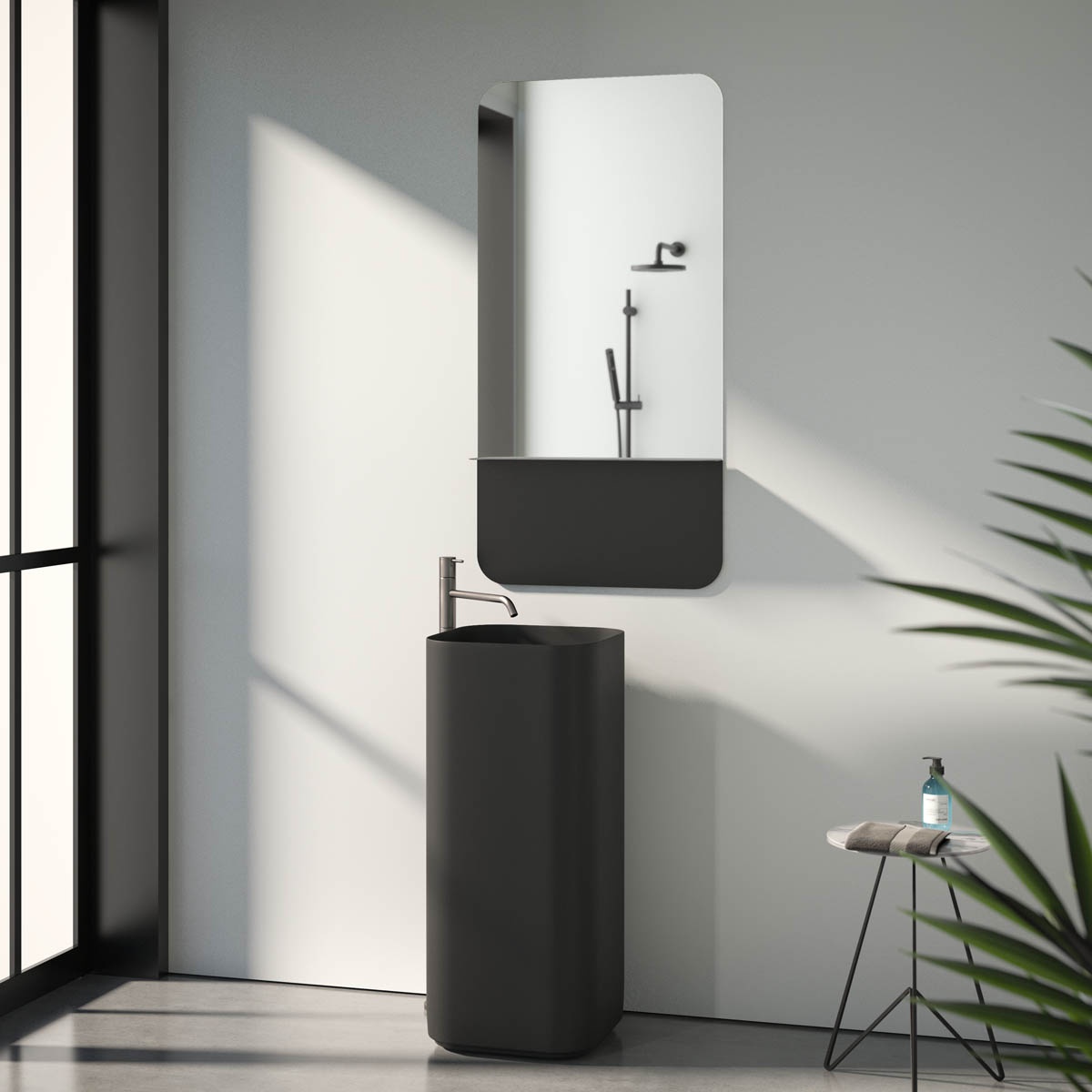 BY 0553 Зеркало с металлической полкой 60 cm EVOFORM Shadow - Вид №5