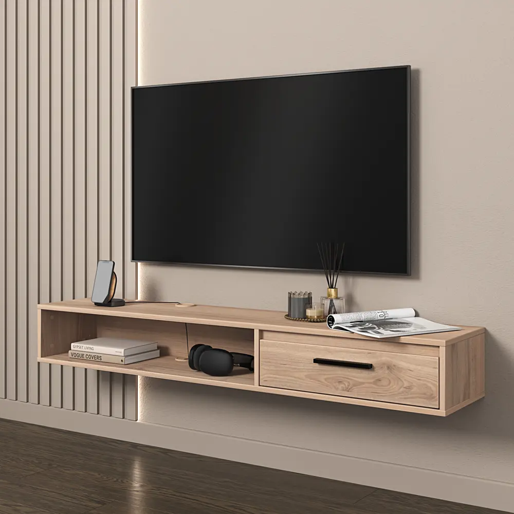 Тумба под телевизор Лион 150x20x30 см ЛДСП цвет дуб комано Santreyd STLM-2133992