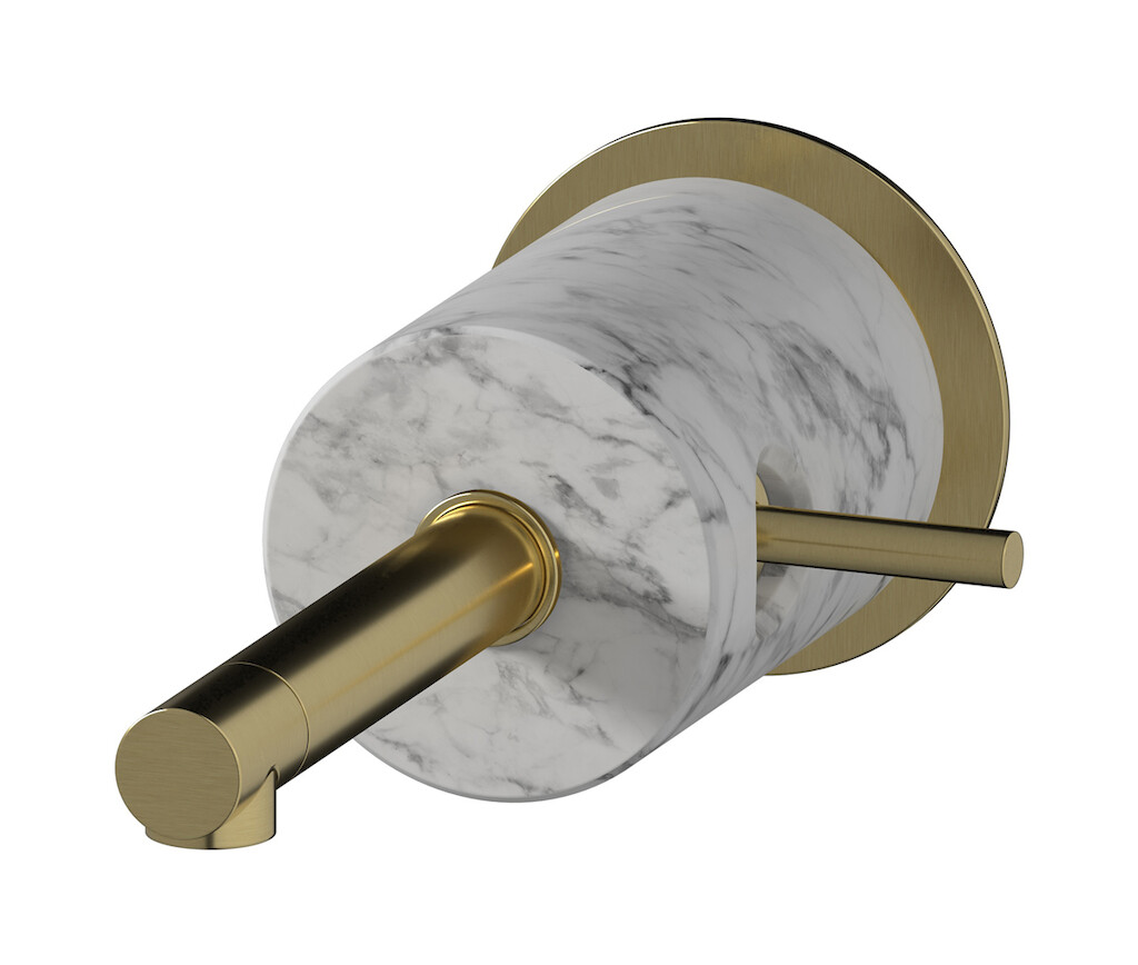 Встроенный в стену смеситель для раковины на 1 отверстие в комплекте с донным клапаном WE ARE IB mm209is_1 Brushed Pale Gold Marmo