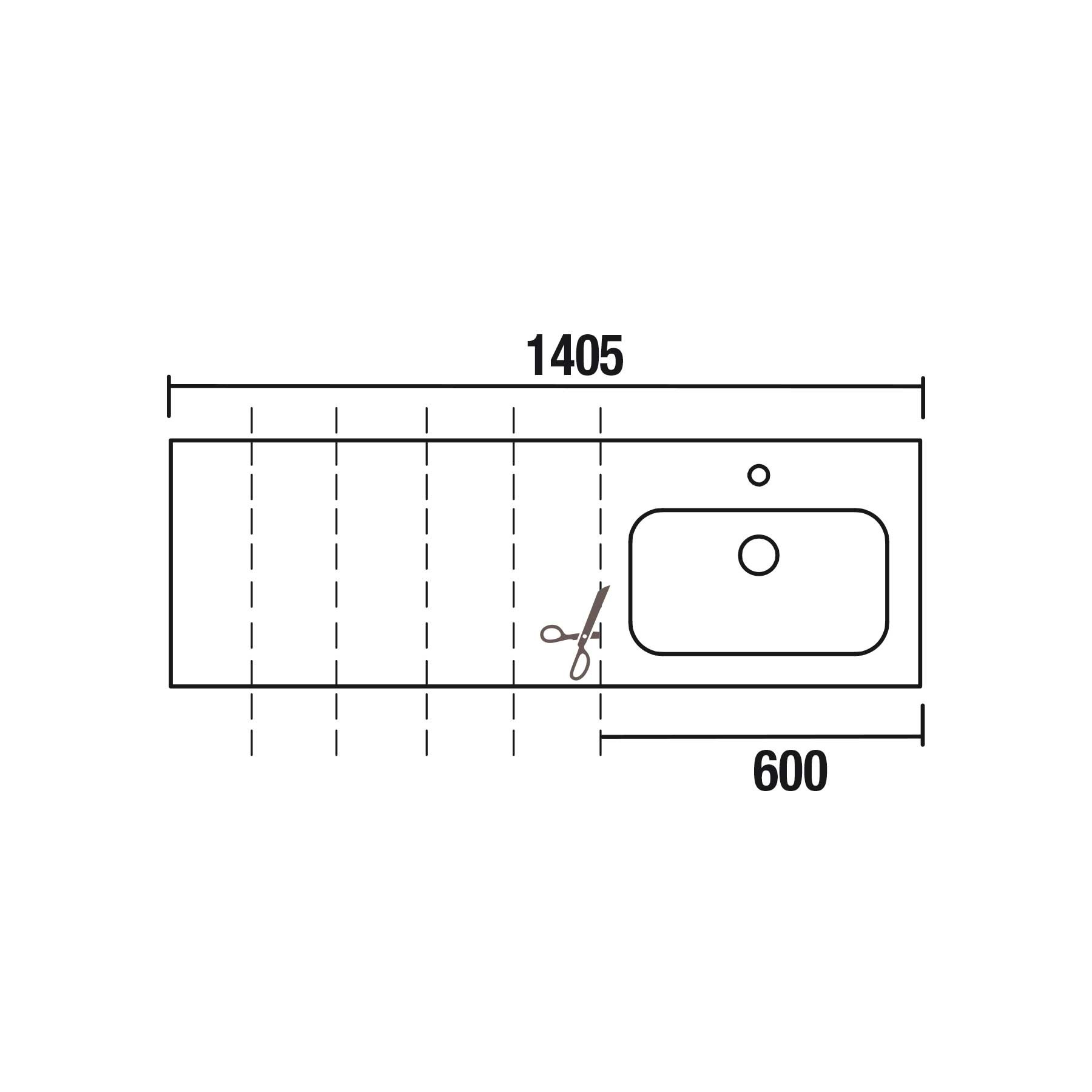 25506 SALGAR Раковина на заказ SOFIA 1405 Тумба слева MINERALMARMO 1405 x 15 x 460 - Вид №2