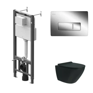 Комплект инсталляции AM.PM Tech с унитазом безободковым Teymi Tiko клавиша AM.PM Tech M серебристая