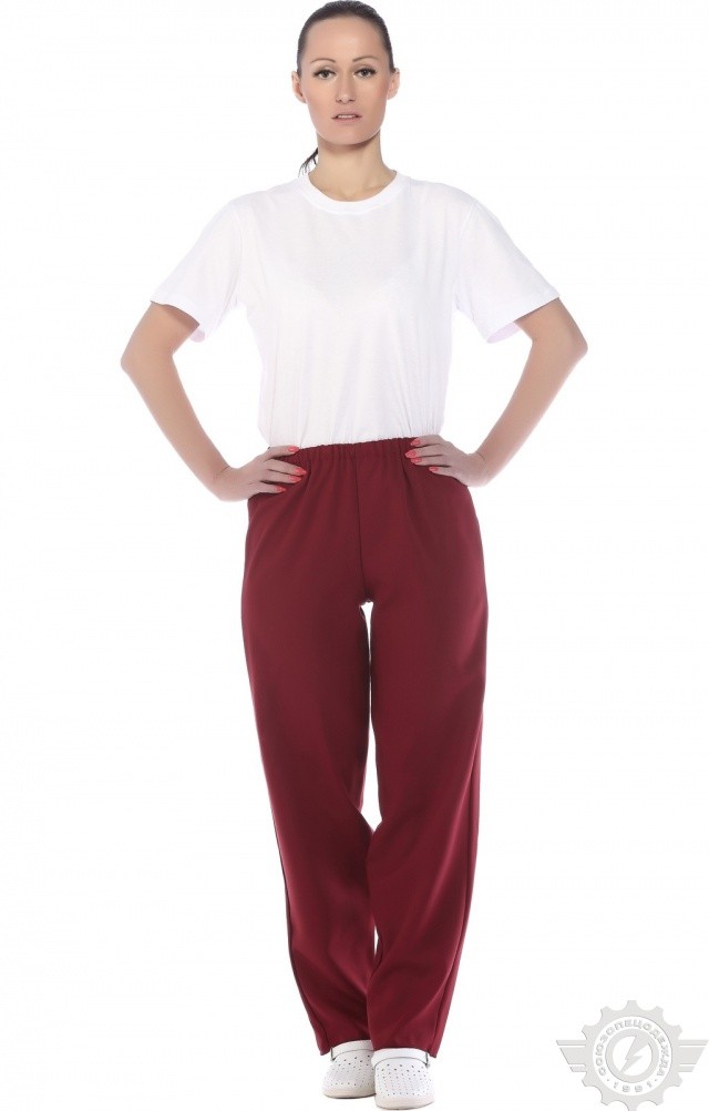 66075 Брюки ткань "Габардин" цвет бордо  Медицинская одежда  размер 48-50 Спецодежда  - Вид №5