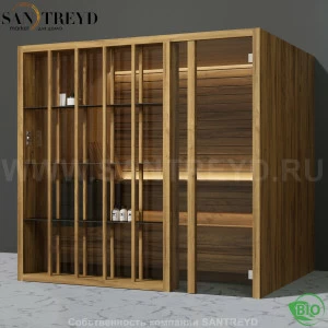 Effegibi YOKU.S105 BI.70100005 Био-сауна с правой дверью. Мощность: 12 кВт макс. Размеры: длина 230 см, ширина 200 см. Отделка: термообработанное дерево
