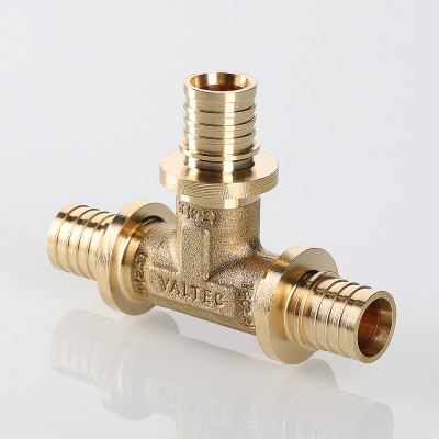 VTm.431.BG.161616 Фитинг аксиальный универсальный – тройник надвижной Valtec 16 (2,2) мм х 16 (2,2) мм х 16 (2,2) мм  - Вид №1