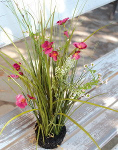 5103 510 a3 Искусственная трава с анютиными глазками в 'почве', 48 см, розовая H-andreas