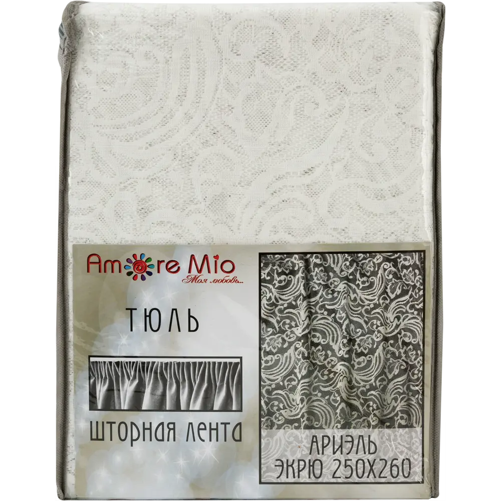 Тюль на ленте «Ариэль» 250х260 см полиэстер цветы цвет экрю AMORE MIO STLM-2132832 - Вид №6