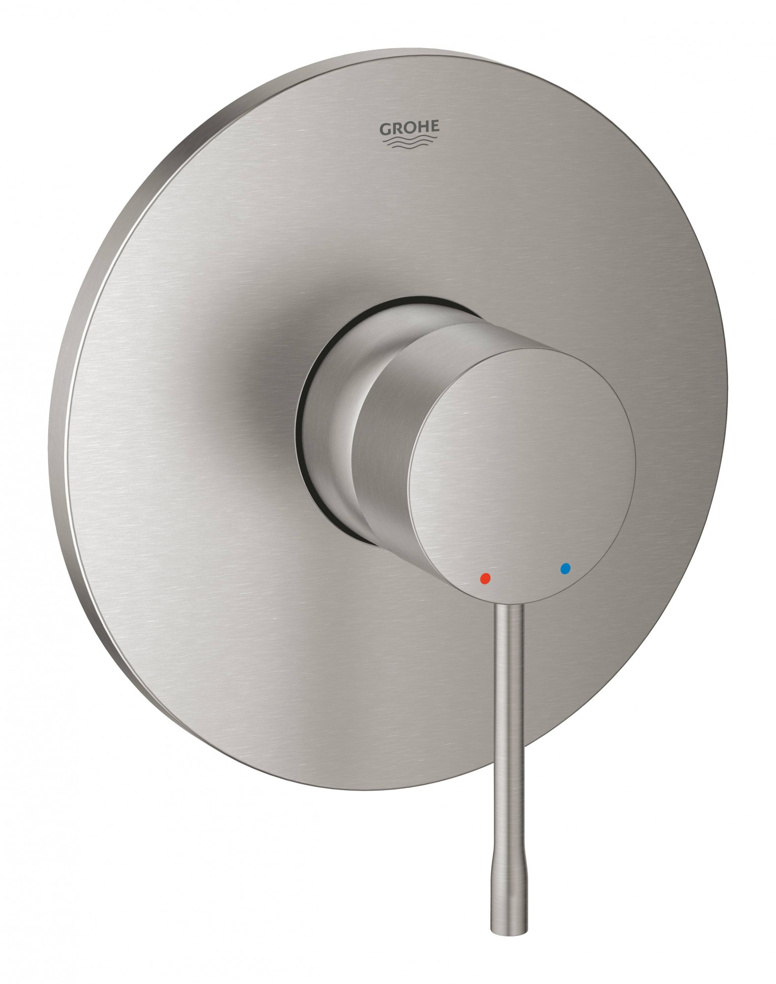 Смеситель однорычажный для душа GROHE Essence, круглая розетка, суперсталь (24057DC1)