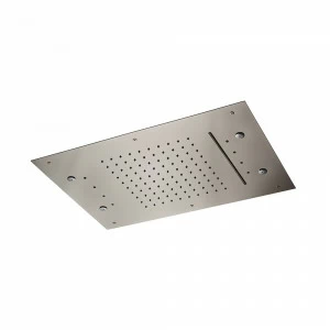 Прямоугольный скрытый верхний душ из нержавеющей стали со струей дождя, водопадом, распылителем и встроенной многоцветной автоматической системой освещения.  NEWFORM Италия