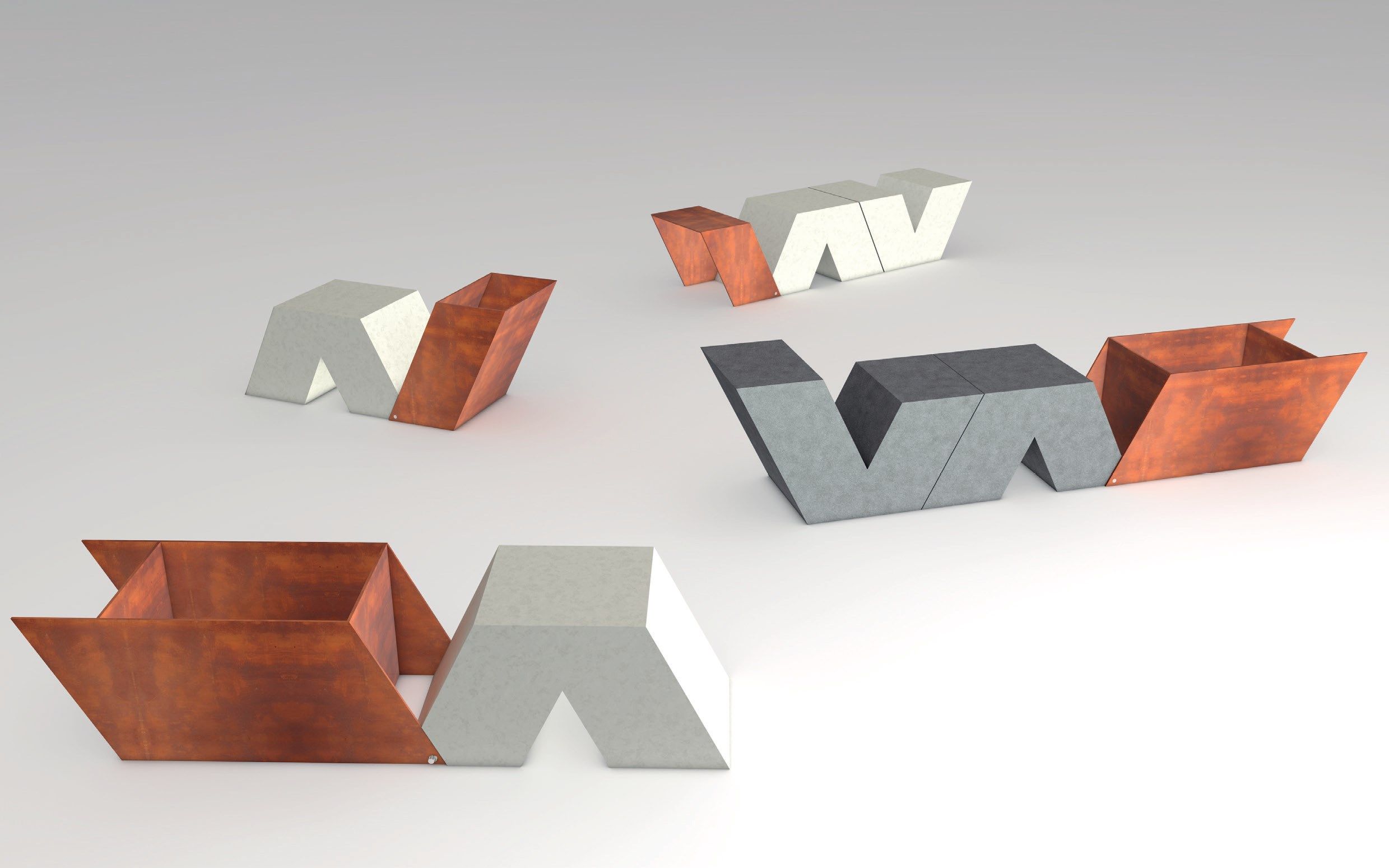 Реконструированное каменное наружное сиденье Viscio Urban Design наоборот ARCH-00061131 - Вид №2