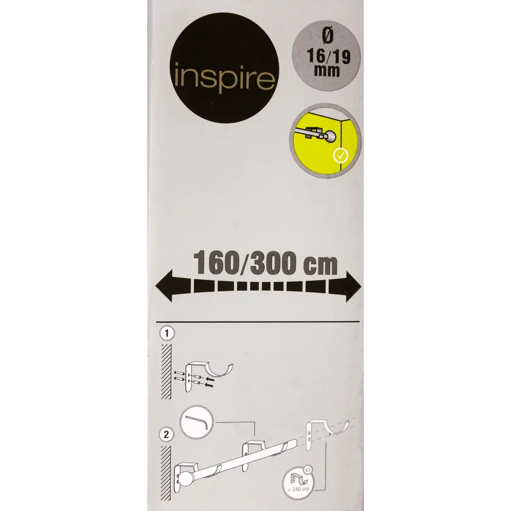 Карниз однорядный раздвижной Inspire Цилиндр 160-300 см цвет белый матовый 81976800 STLM-2093174  - Вид №3