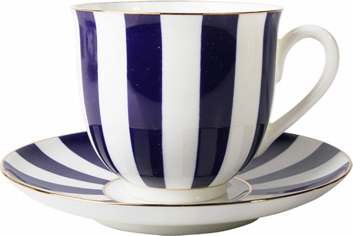 10611684 Императорский фарфоровый завод Чашка с блюдцем "Да и нет" (с отв. кобальт) "Ландыш 2" Фарфор костяной 